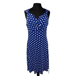 NEW Cartise Polka Dot Sundress Women's Size 10 Royal Blue Summer Vacation Flirty